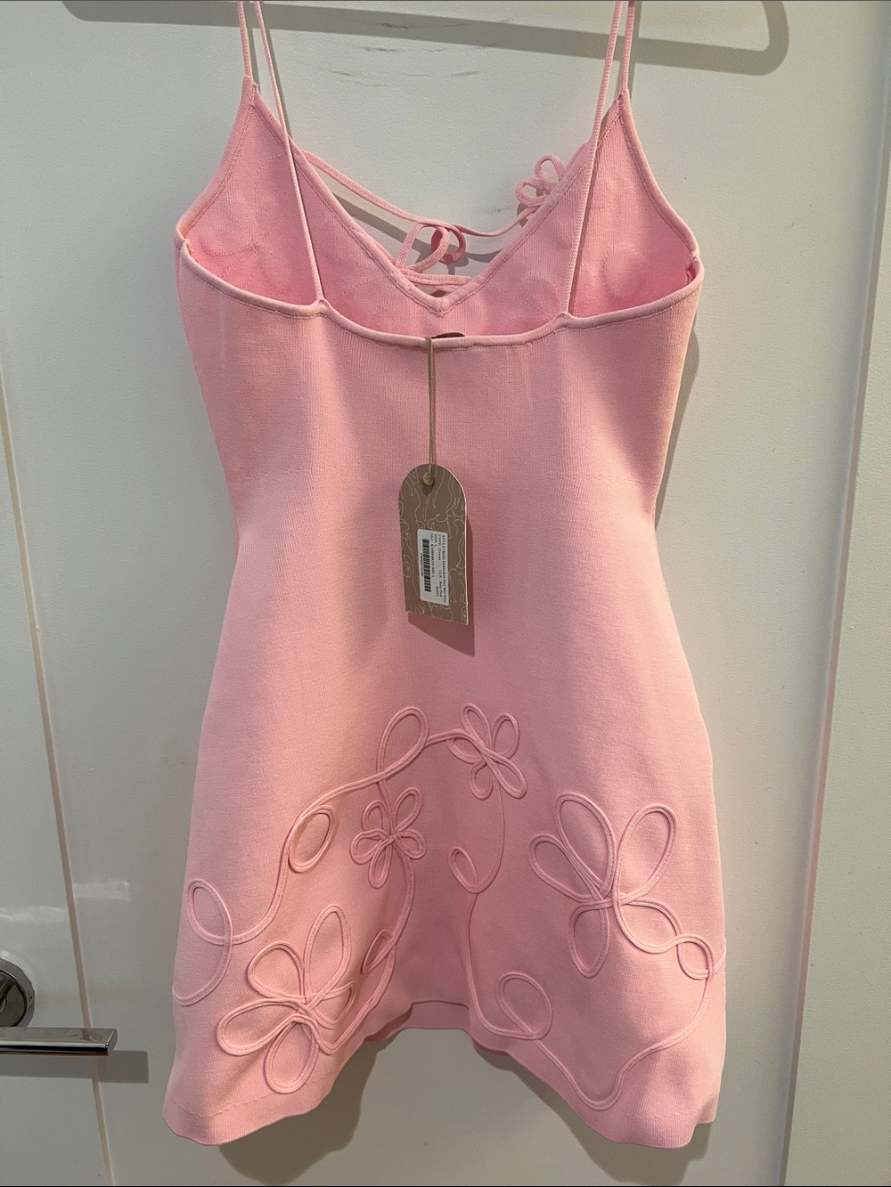 Meshki Pastel Pink Floral Appliqué Mini Dress - Picture 4 of 4